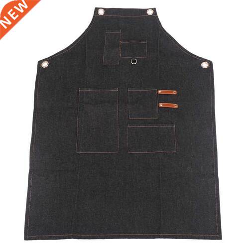 Aprons Denim Leather Simple Uniform Unisex Adult Jeans Apron