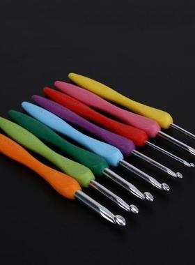 8Pcs Soft Handle Aluminium Crochet Hooks Set Knitting Needls