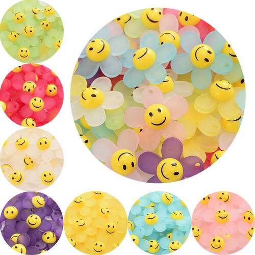 10Pcs/Lot Cute Flower Shape Acrylic Beads Loose Spacer Beads