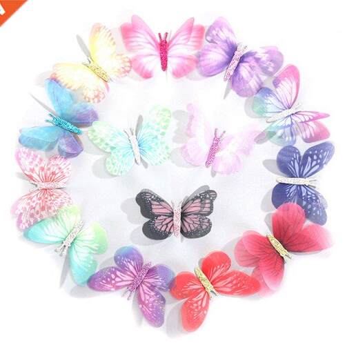 20 Pcs Double-Layer Three-Dimensional Butterfly 6Cm Color Bu