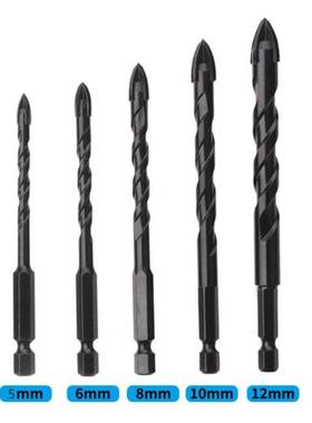 1/4/5pcs/set Cross Hex Tile Bits Glass Ceramic Concrete Hole