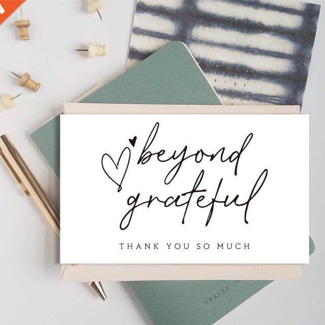 30Pcs/Pack White Thank You Card Labels With Beyond Grateful