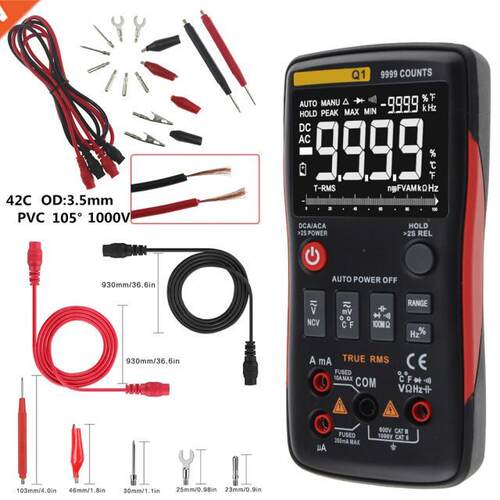 9999 Counts True-RMS Digital Multimeter Button With Analog B