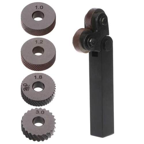 2pcs Steel Dual Wheel Diagonal Linear Knurl Wheels Knurling