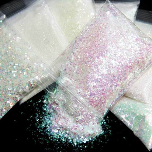 White Iridescent Nail Glitter AB Color Shiny Mermaid Sequins