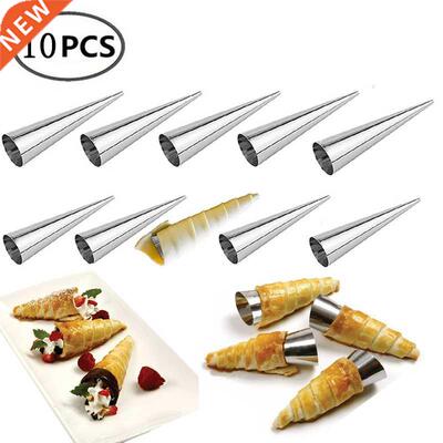 5/10Pcs Conical Tube Cone Roll Moulds Spiral Croissants Mold