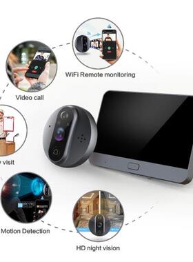 Smart WiFi Video Doorbell Peephole Doorbell Viewer Home PIR