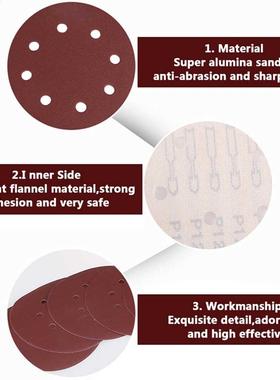 10pcs 5 Inch 125mm Round Sandpaper Eight Hole Disk Sand Shee