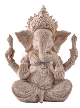MagiDeal Hand Carved Sandstone Seated Ganesh Buddha Deity El