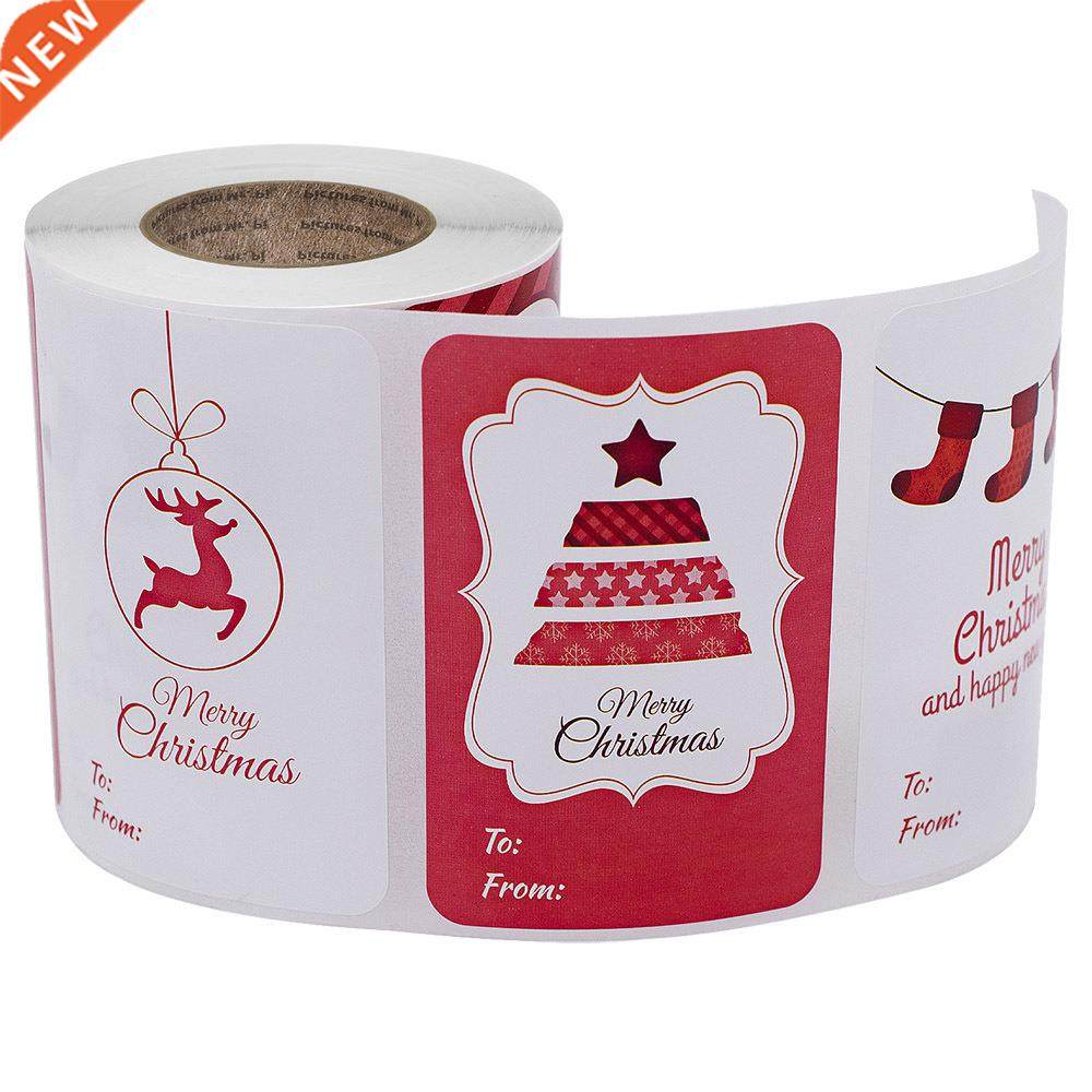 Christmas Gift Tag Stickers 250 pcs per roll santa cartoon