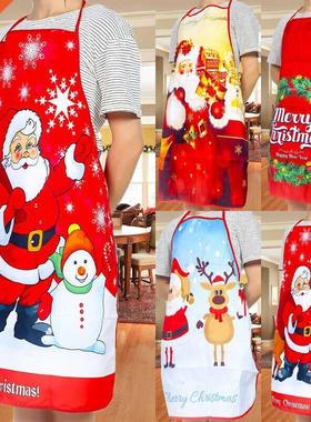 1Pcs Red Christmas Aprons Adult Santa Claus Aprons Women and