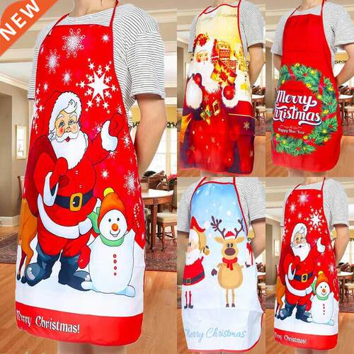 1Pcs Red Christmas Aprons Adult Santa Claus Aprons Women and