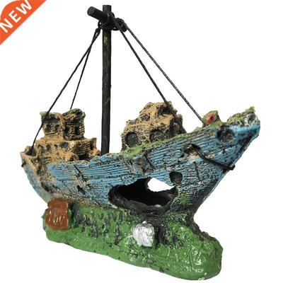 Aquarium Ornament Wreck Sunk Ship Sailing Boat Destroyer Fis