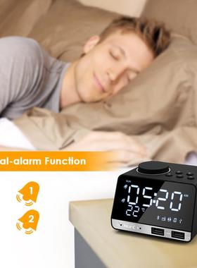 LED Digitl lrm Clock Bluetooth-comptible Rdio Wke Up F