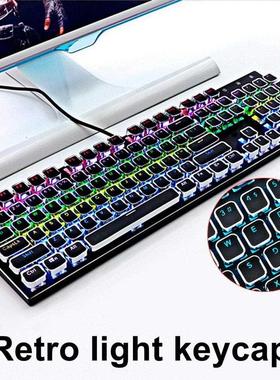 104 Keys Electroplating Punk Backlight Key Caps Glow Retro T