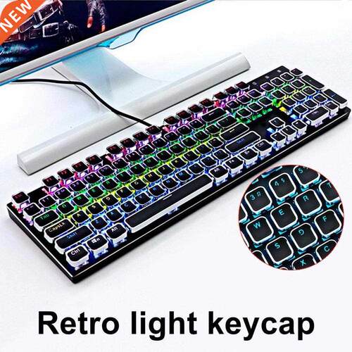 104 Keys Electroplating Punk Backlight Key Caps Glow Retro T