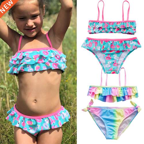 2021 Swimsuit Girls Tassel Tankini Suit 2-16y Two-pieces Fas