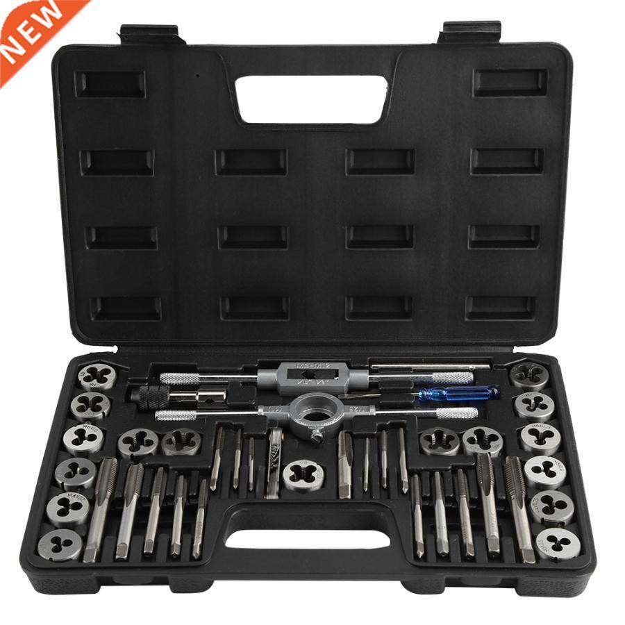 40Pcs M3-M12 Screw Nut Tap and Die Set with Wrenches and Thr