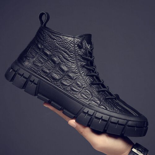 Winter New Men's High-Top Simple Temperament Leisure  Leathe