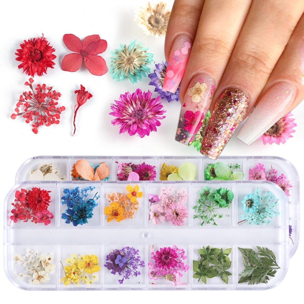 Mix Dried Flowers Nail Decorations Jewelry Natural Floral Le图片