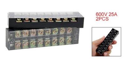 2 Pcs 8 Position Double Row Screw Terminal Covered Barrier S