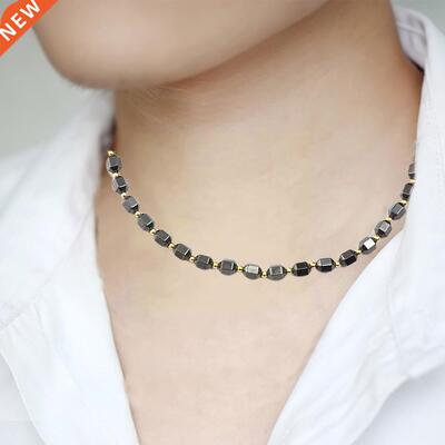 Black Magnetic Necklace Beads Hematite Stone Therapy Slimmin