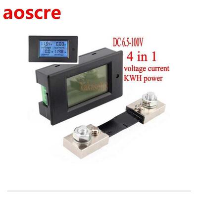DC 6.5-100v 100A LCD Combo Meter Voltage current KWh Watt Pa