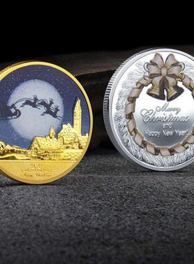 New Merry Christmas Snowman Deer Gold/Silver Commemorative C