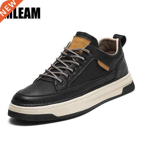 Men Leather Casual Shoes Flats Running Sneakers Outdoor Skat