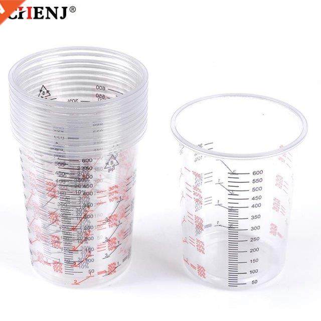 10pcs Transparent Plastic Paint Mixing Cups For Accurate Mix