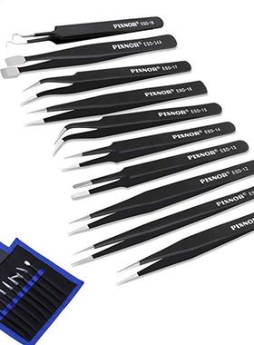 10Pcs ESD Antstatc Tweezers Tool Set Hgh Precson Tp Cu