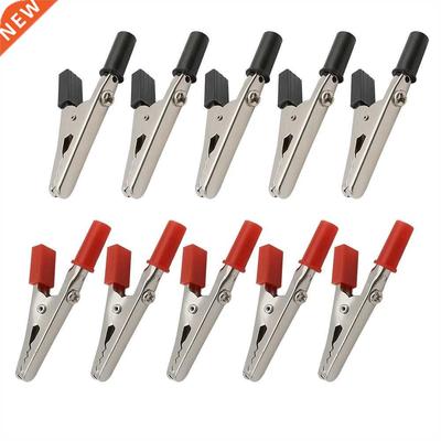 10Pcs Insulted Metl lligtor Clips Plstic Hndle Crocodi
