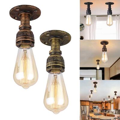 Retro Pipe Ceiling Lights Vintage E27 Loft Surface Mounted C