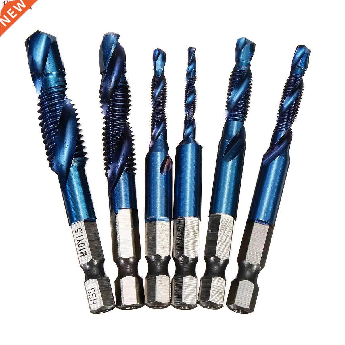HSS 6Pcs Drill Bits 1/4		 Hex Shank Metric Thread Tap
