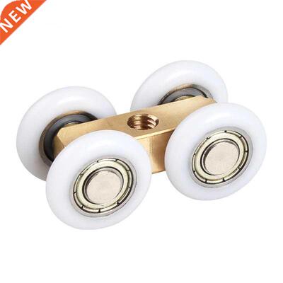 2Pcs Shower Room Copper Four-wheel Hanging Pulley Roller for