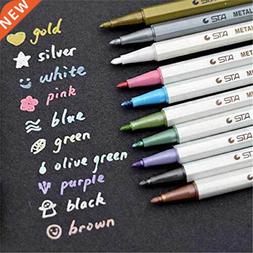 10 pcs/lot STA Metallic Colored Ink Water Chalk Pen for Scra