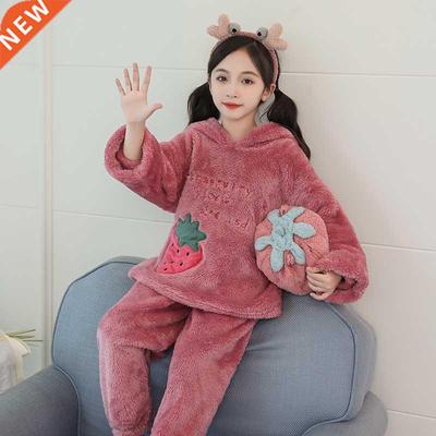 Thcken Plush Pajamas Wnter Warm Grls Sleepwear Flannel K