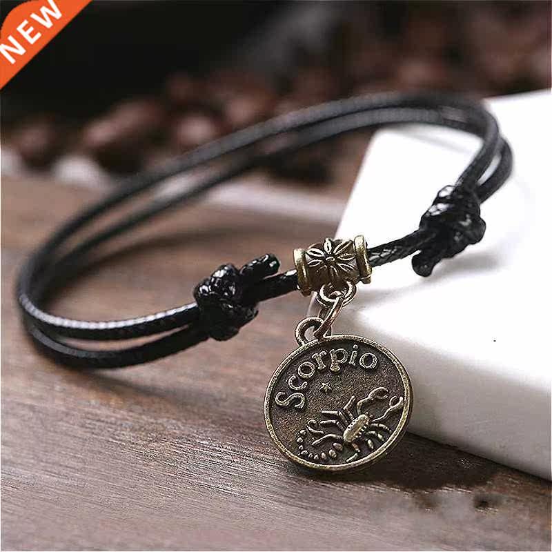 Single Sell Anklet Beads Black Rope Twelve Constellations f