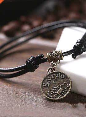 Single Sell Anklet Beads Black Rope Twelve Constellations f