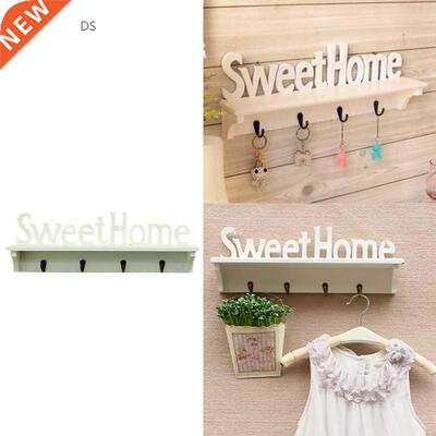4 Hooks Hat Key Holder Wall Mounted Clothes Hanger Laundry C