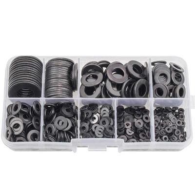 Flat Washers,Black Carbon Steel Flat Washers Set , (9 Sizes