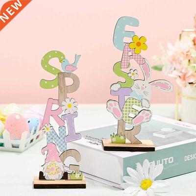 Wooden Easter Bunny Gnome Letter Desktop Ornamen Wood Crafts