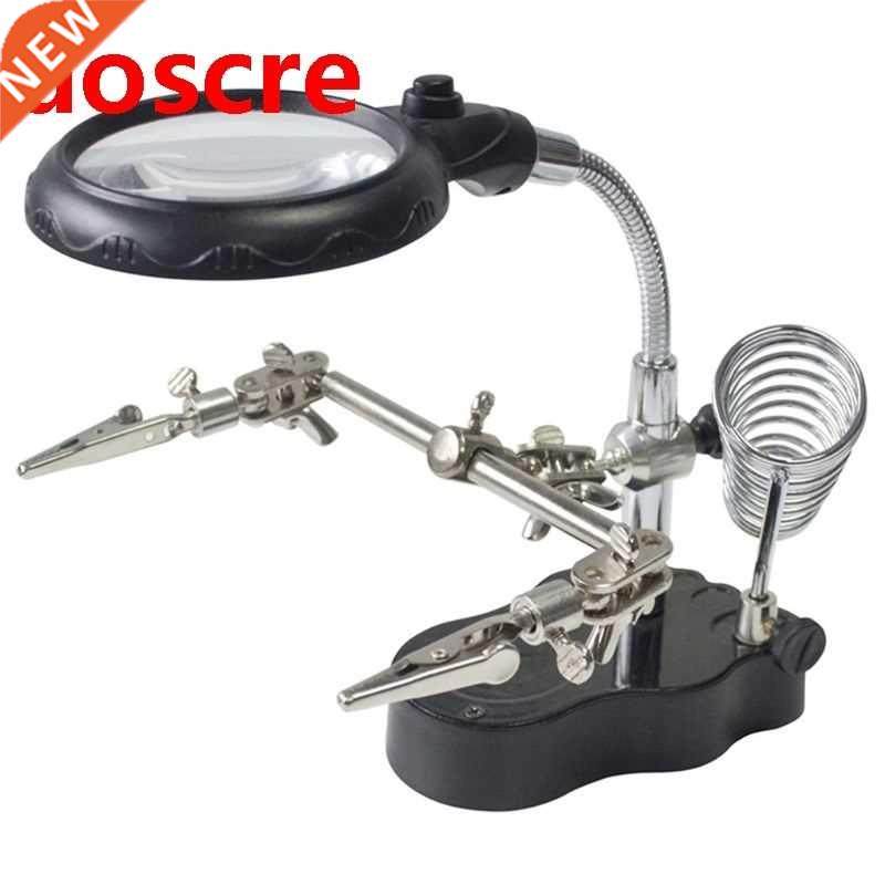 Helping Hand Magnifier Set And Soldering Stand With LED