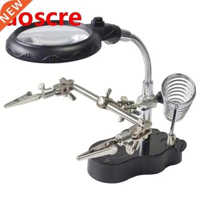 Helping Hand Magnifier Set And Soldering Stand With LED