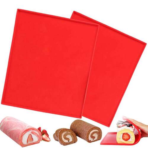 2 Pcs Swiss Roll Cake Mat Flexible Baking Tray Jelly Roll Pa
