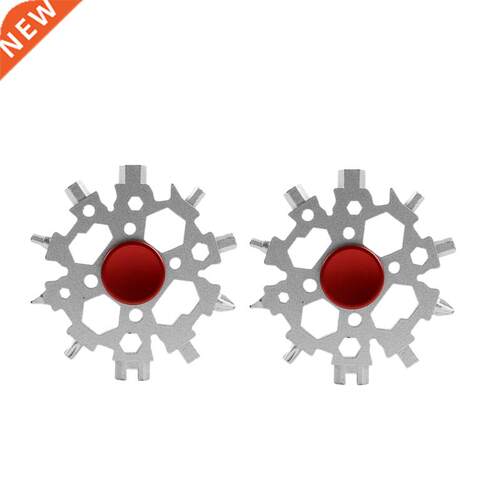 2 Pcs 22-In-1 Snowflake Multitool Card Metal Snowflake Stand