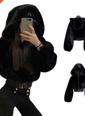 Autumn Winter Faux Rabbit Fur Bomber Teddy Coat Zipper Setwe