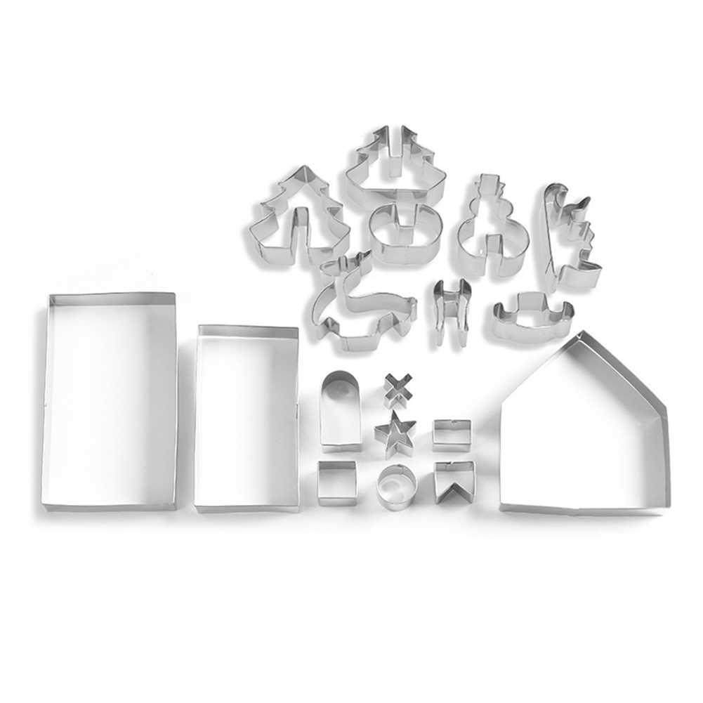 18pcs Stainless Steel D Cookie Cutter Christmas Cartoon Bis