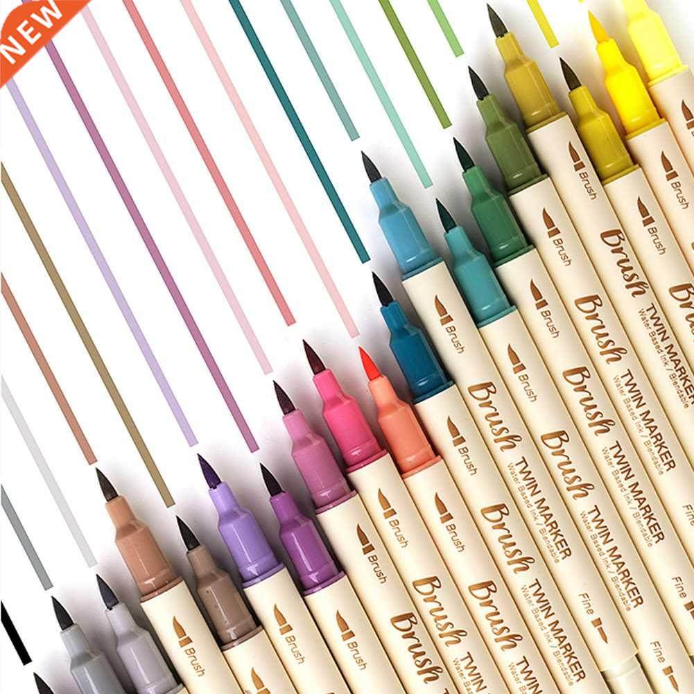 3Pcs Retro Color Twin Marker Pens Brush Blendable Watercolor
