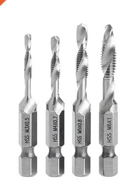 4Pcs 6.35mm M3-M6 Speed Steel HSS 4241 Bits Hex Shank Spiral